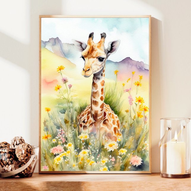 Poster Peinture à l'aquarelle Giraffe (Créateur téléchargé)