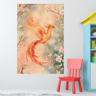 Poster peinture à l'aquarelle représentant un phénix myth
