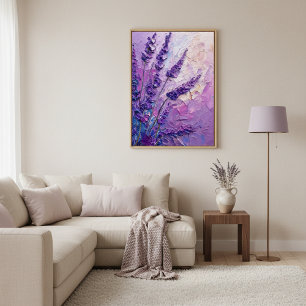 Poster Peinture à l'huile abstraite florale de lavande su