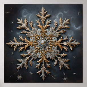 Poster peinture à l'huile antique d'un flocon de neige
