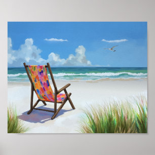 Poster Peinture à l'huile colorée du jour de la plage
