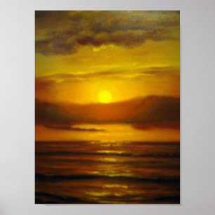 Poster Peinture à l'huile de coucher de soleil