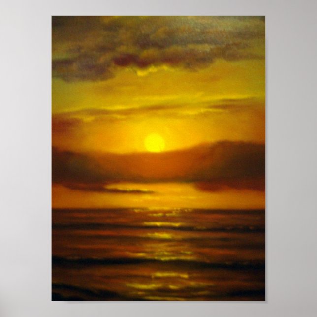 Poster Peinture à l'huile de coucher de soleil (Devant)