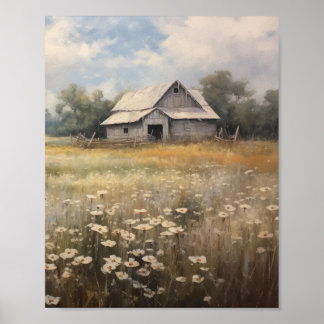 Poster Peinture à l'huile de fleur sauvage