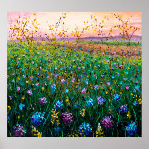 Poster peinture à l'huile de fleurs, belles fleurs de cha