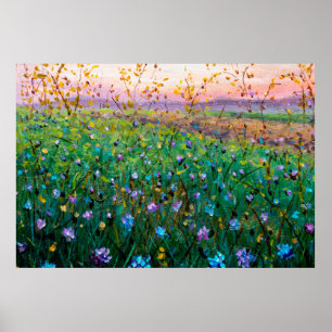 Poster peinture à l'huile de fleurs, belles fleurs de cha