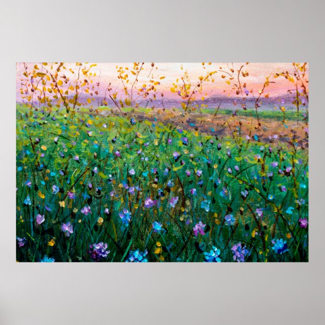 Poster peinture à l'huile de fleurs, belles fleurs de cha (Devant)