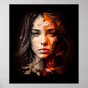 Poster Peinture à l'huile de fractionnement gauche/droite