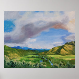 Poster Peinture à l'huile de la vallée de Hanalei Hawaii