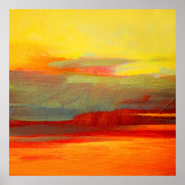 Poster Peinture à l'huile de paysage abstraite sur toile, (Devant)