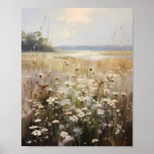 Peinture à l'huile de paysage de fleur sauvage