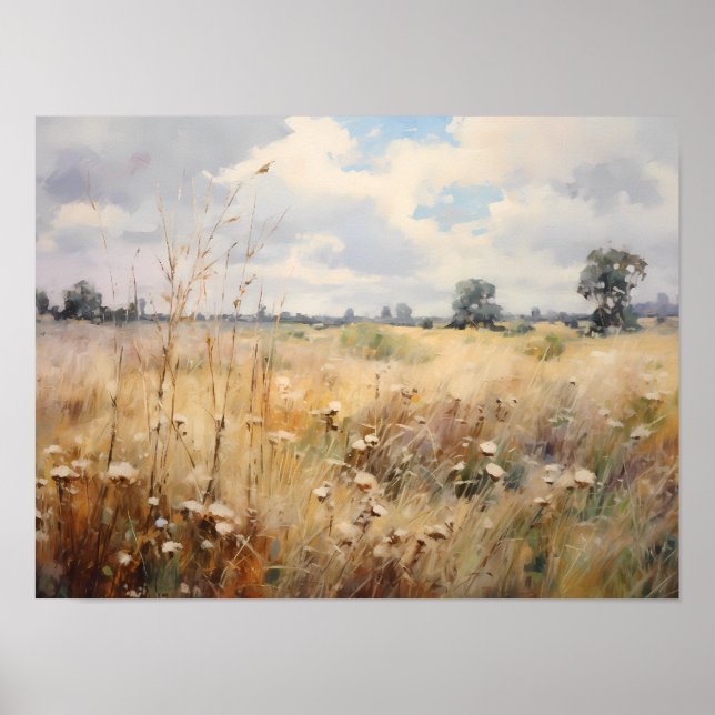 Poster Peinture à l'huile de paysage de fleur sauvage (Devant)