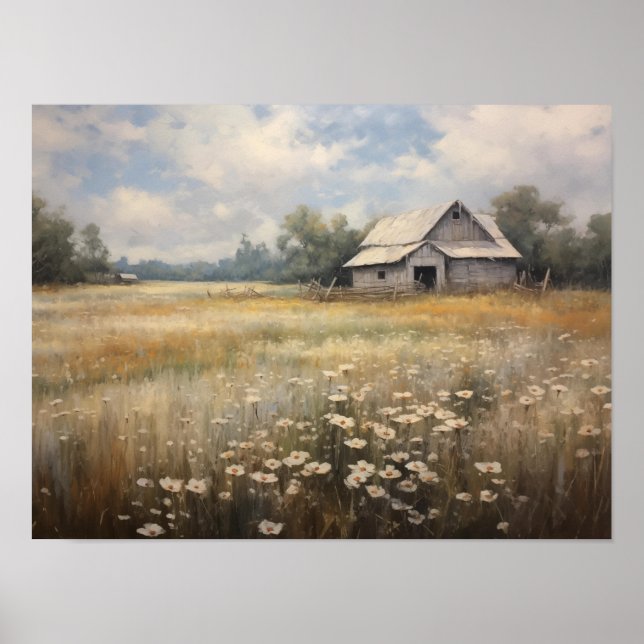 Poster Peinture à l'huile de paysage de fleur sauvage (Devant)