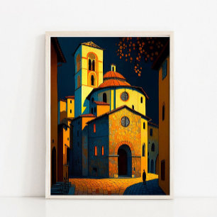Poster Peinture à l'huile de paysage urbain antique, arch