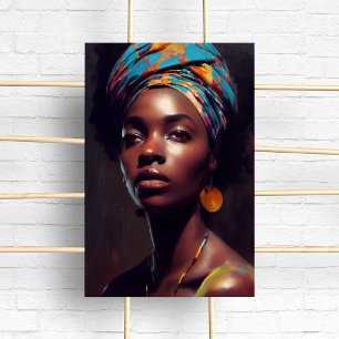 Poster Peinture à l'huile de portrait de femme noire