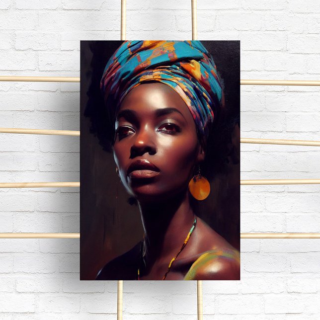 Poster Peinture à l'huile de portrait de femme noire (Créateur téléchargé)