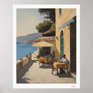 Poster Peinture à l'huile de repas en plein air au bord d