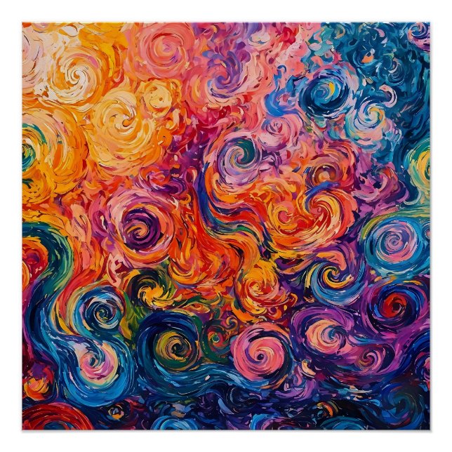 Poster Peinture à l'huile de tourbillons psychédélique (Devant)