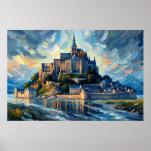 Poster Peinture à l'huile du Mont-Saint-Michel