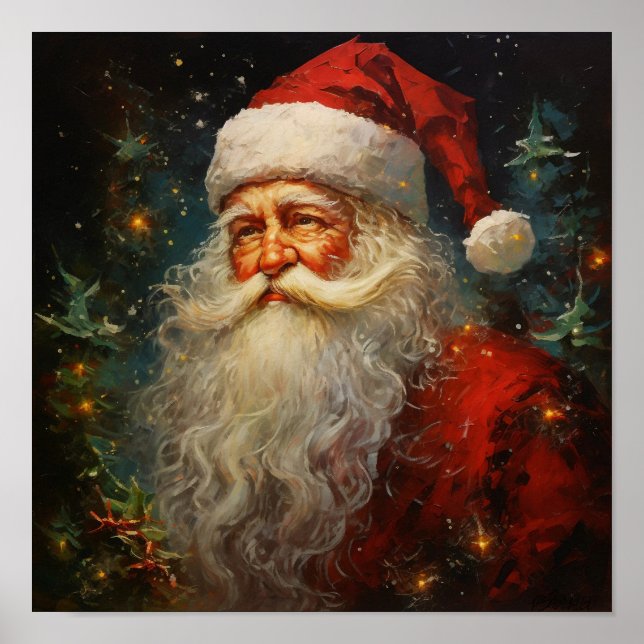 Poster Peinture à l'huile du Père Noël (Devant)