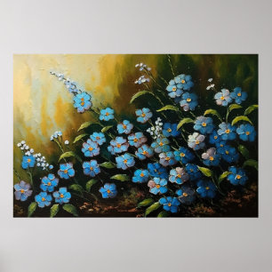Poster Peinture à l'huile Myosotis Fleurs