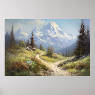 Poster Peinture à l'huile sur sentier de contreforts de m