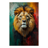 Peinture à l'huile vibrante du portrait du lion ro