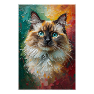 Poster Peinture à l'huile vibrante pour chat Ragdoll arti