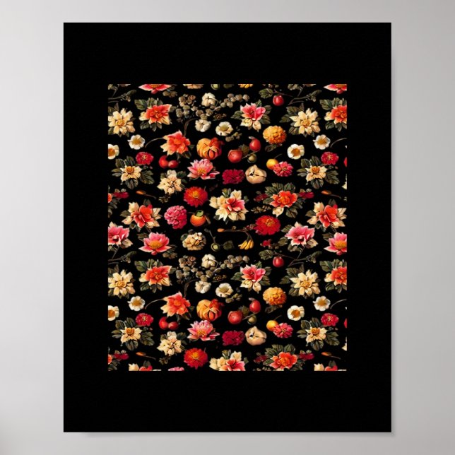 Poster Peinture à l'huile Vintage Whimsigoth Chintz (Devant)