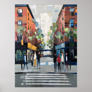 Poster Peinture à l'impasto d'un passage piétonnier de Ne