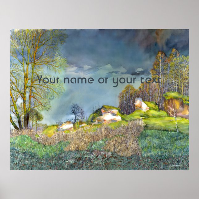 Poster Peinture à orage de printemps Aquarelle (Devant)