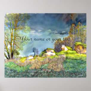 Poster Peinture à orage de printemps Aquarelle
