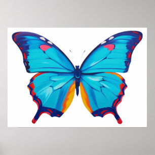 Poster Peinture à papillon morpho bleu