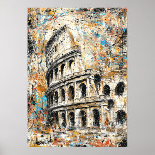 Poster Peinture abstraite à gouttes du Colisée de Rome