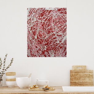 Poster Peinture Abstraite à la goutte rose blanc