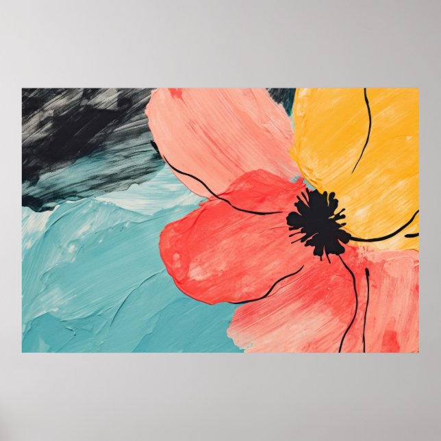 Poster peinture Abstraite de fleurs d'aquarelle (Devant)