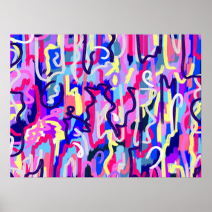 Poster Peinture Abstraite de Formes et de Couleurs