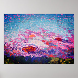 Poster Peinture Abstraite de la côte océanique