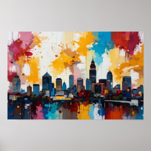 Poster Peinture abstraite de la skyline d'Atlanta, Géorgi