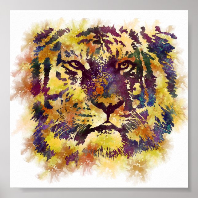 Poster Peinture Abstraite de Lion (Devant)