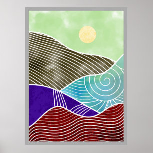 Poster Peinture Abstraite de montagne