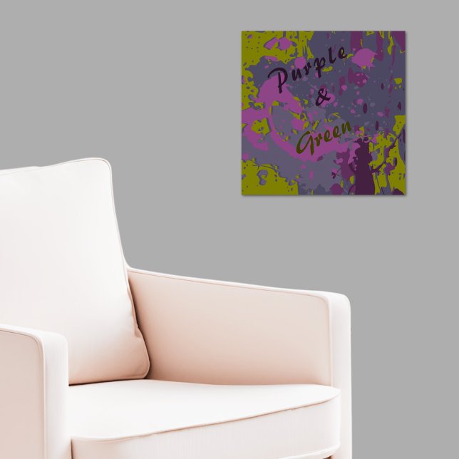 Poster Peinture Abstraite de peinture vectorielle violet  (Modern Abstract Green Purple Vector Paint Splatter Poster)
