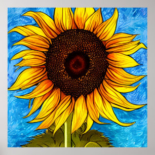 Poster Peinture Abstraite de tournesol