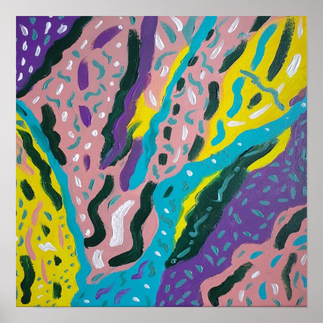 Poster Peinture Abstraite expressive en plusieurs couleur (Devant)