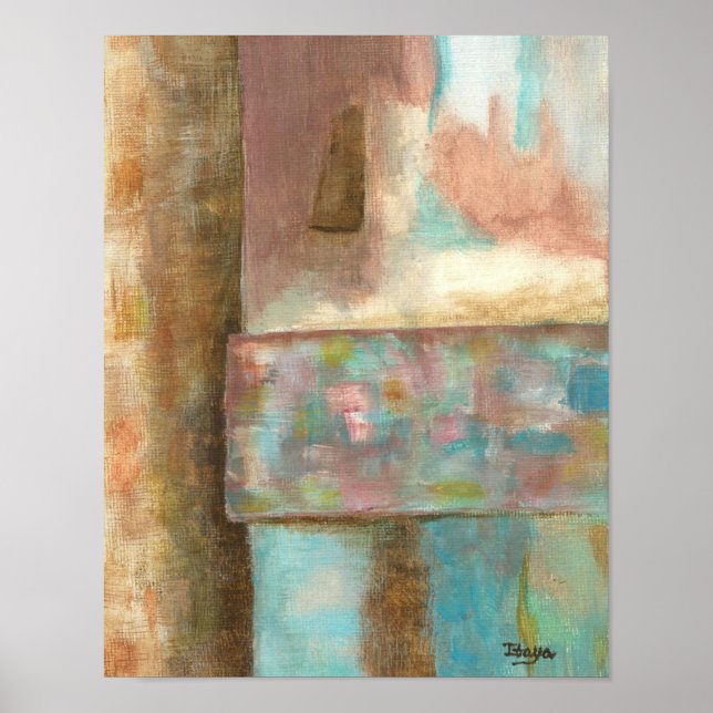 Poster Peinture Abstraite Pastel Imaginaire Château Fenêt (Devant)