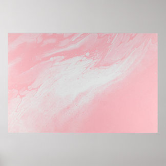 POSTER PEINTURE ABSTRAITE ROSE ET BLANCHE