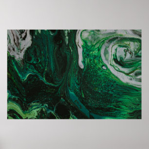 Poster Peinture abstraite turquoise et blanche