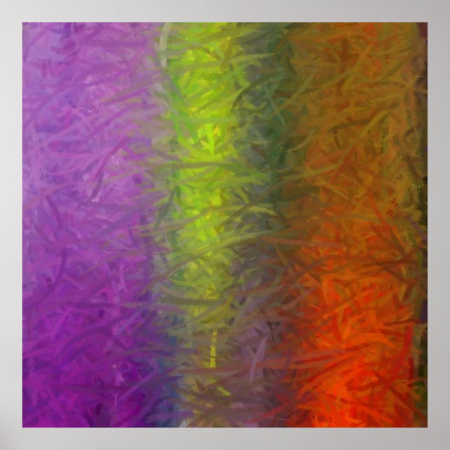 Poster Peinture Abstraite violet vert orange 2 (Devant)