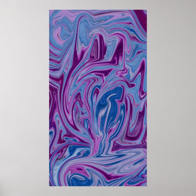 Poster Peinture abstraite violette et bleue (Devant)