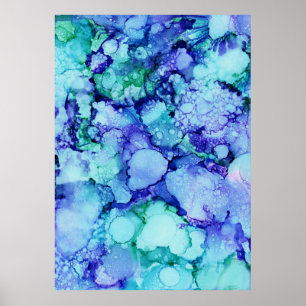 Poster Peinture abstraite violette et bleue
